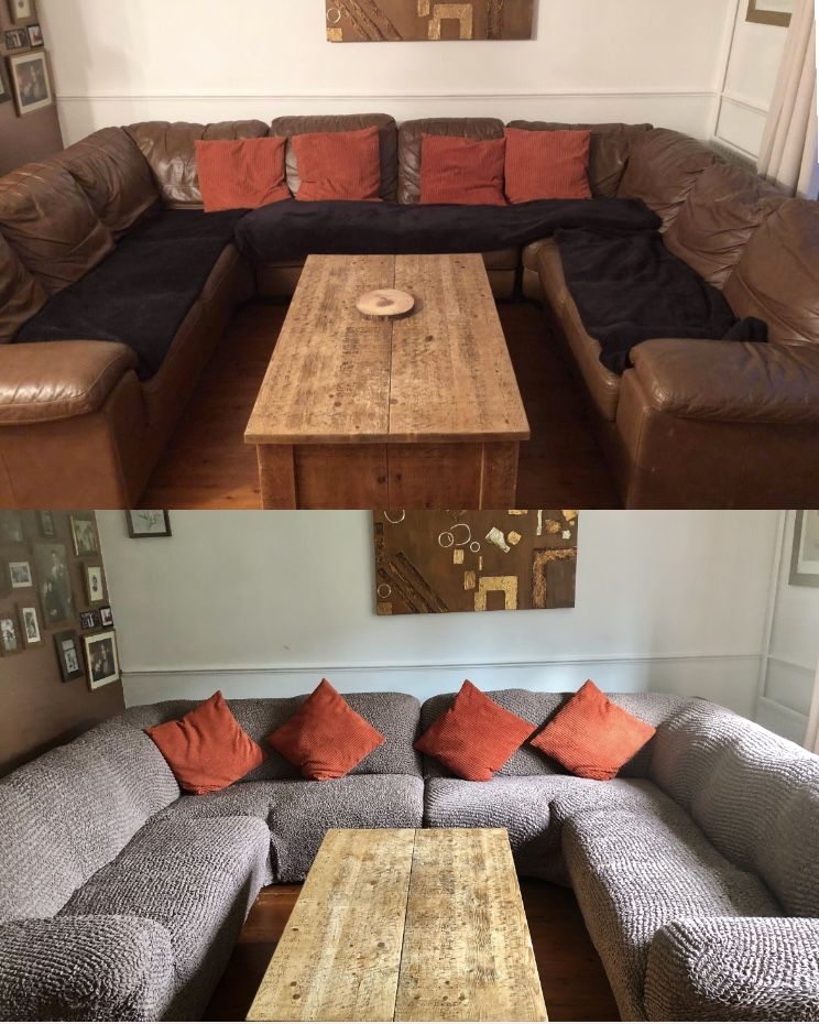Customer photo review of Corner Sofa Cover - Choco  Microfibra