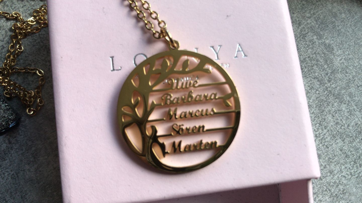 Customer photo review of Tree Of Life Necklace With Engraved Names