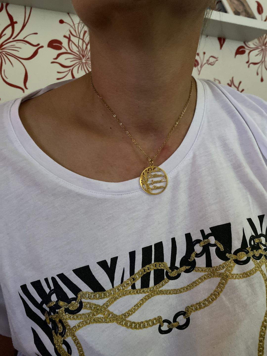 Customer photo review of Tree Of Life Necklace With Engraved Names