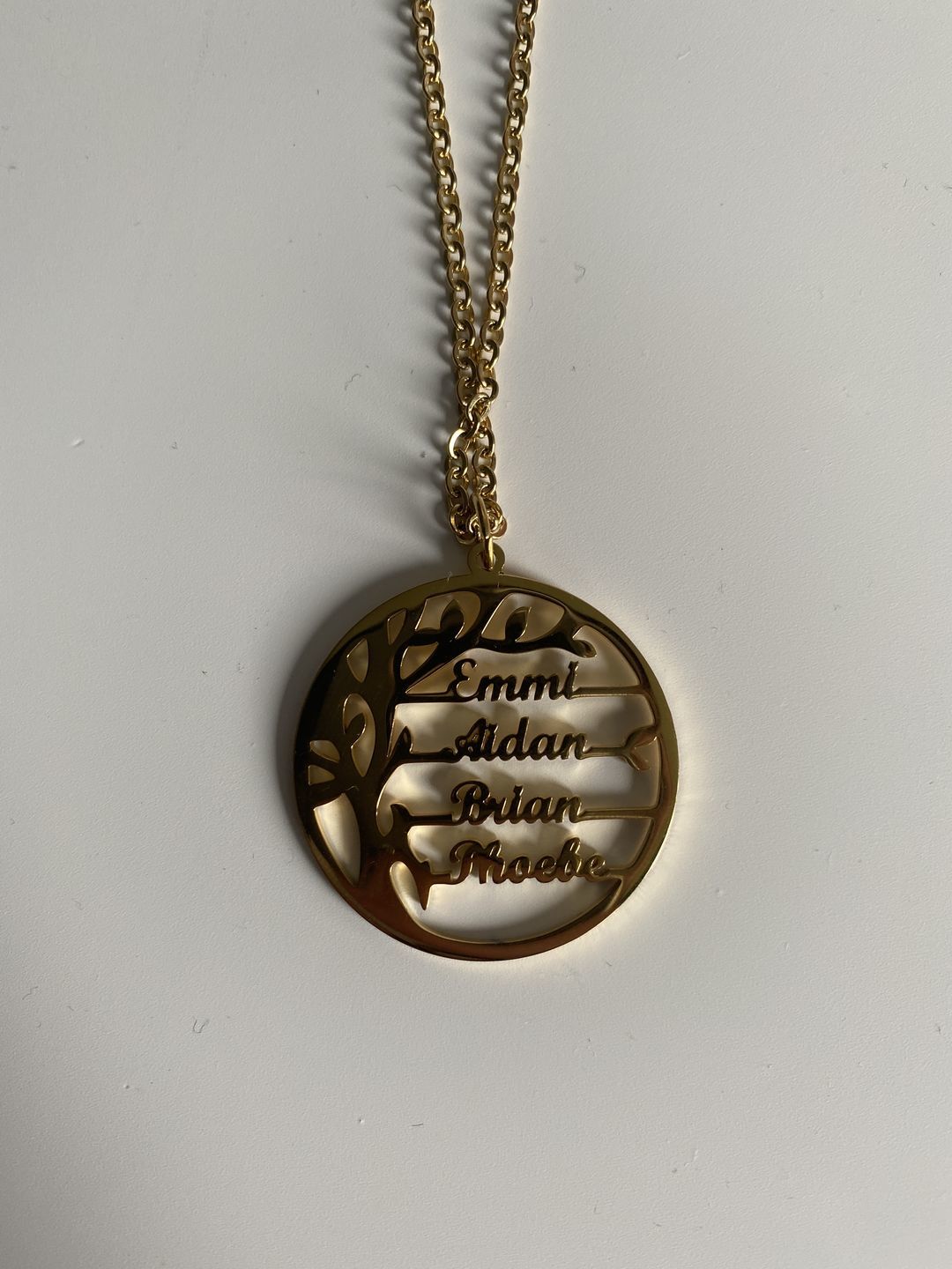 Customer photo review of Tree Of Life Necklace With Engraved Names