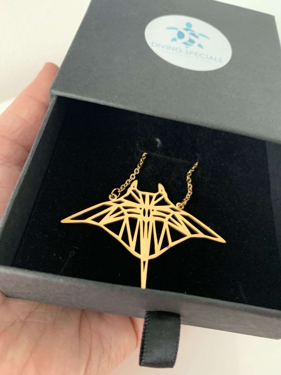 Customer photo review of Necklace: Large Manta Ray - silver or gold