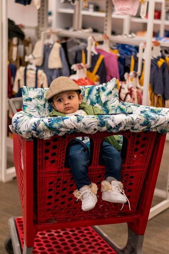 Customer photo review of Baby Shopping Cart Cover - Tropical Day Leaf Print