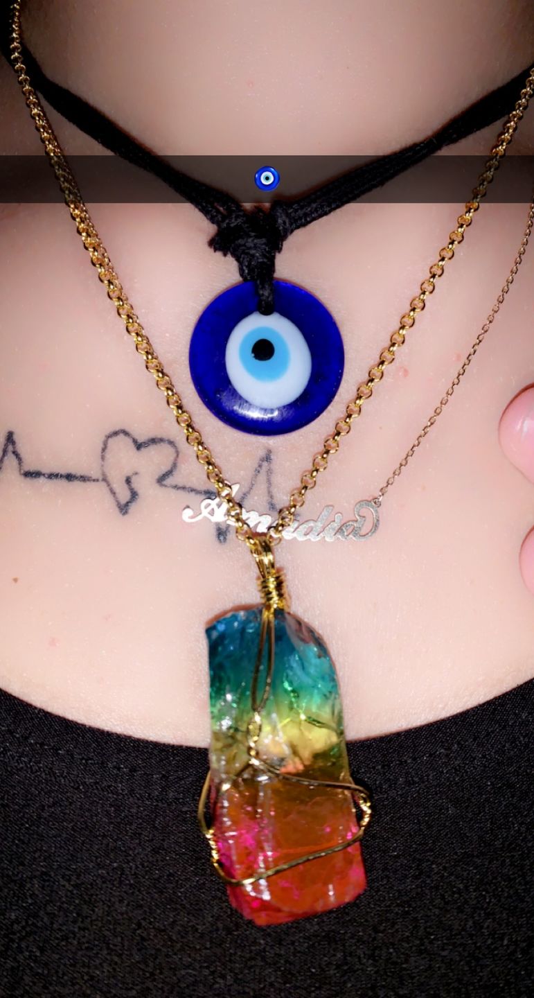 Customer photo review of Glass Evil Eye Good Luck and Protection Necklace