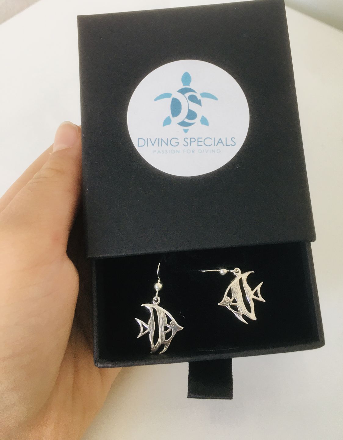 Customer photo review of Real Silver Angelfish Hook Earrings