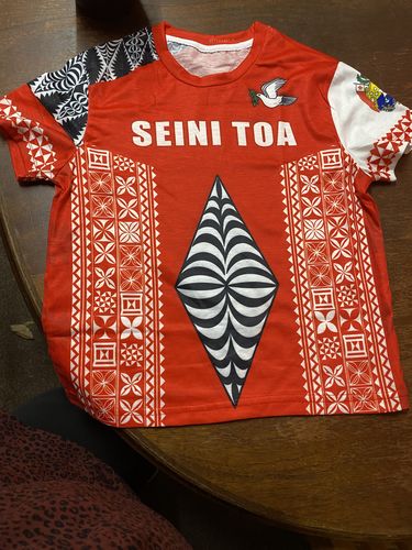 Customer photo review of (Custom Personalised) Tonga Rugby T Shirt KID - Mate Ma'a Tonga LT13
