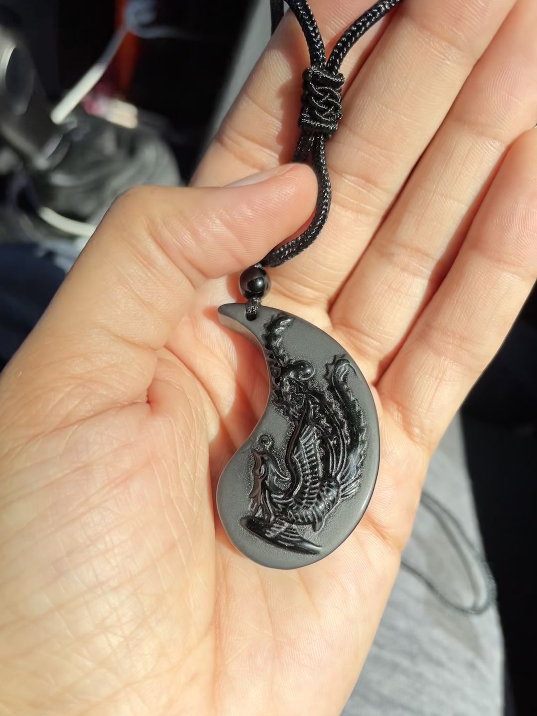 Customer photo review of Obsidian Ying Yang Couple Matching Necklaces
