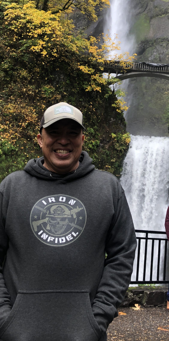 Customer photo review of Iron Infidel Logo Hoodie