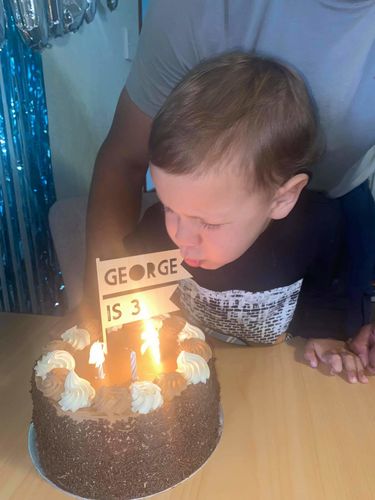 Customer photo review of Flag Personalised Cake Topper (other colours available)