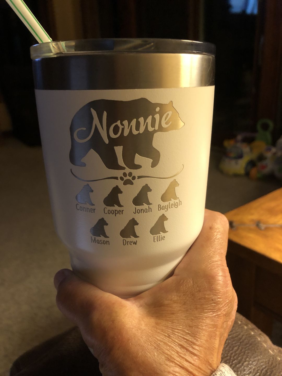 Customer photo review of Grandparents Bear (CUSTOM) With Names Engraved Tumblers