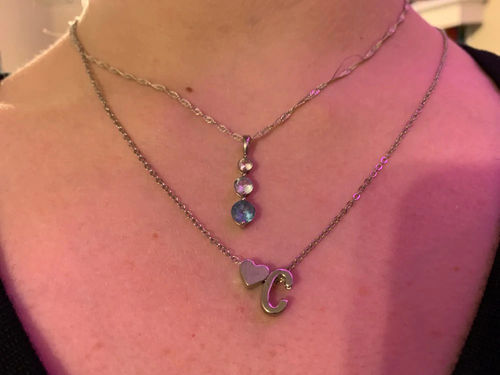 Customer photo review of Necklace With A Small Heart And A Letter