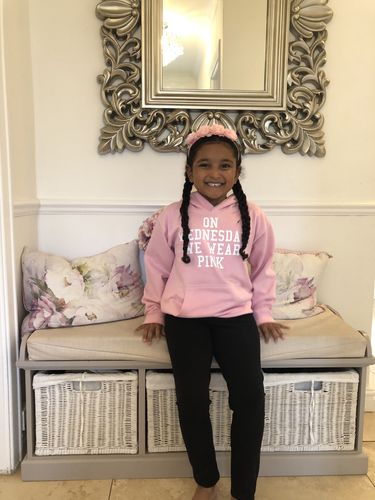 Customer photo review of Pink Wednesday Matching Light Pink Hoodies (MRK X)