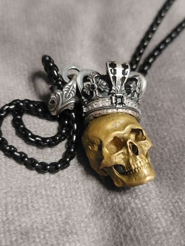 Customer photo review of Crown & Skull Pendant | Brass&925 Sterling Silver