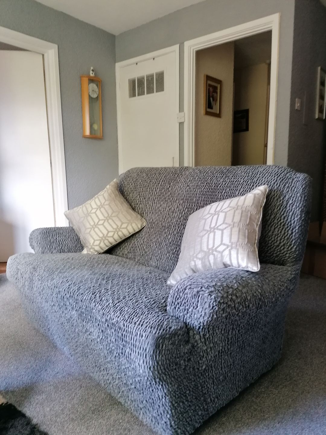 Customer photo review of 2 Seater Sofa Cover - Grey, Velvet Collection