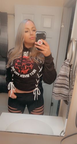 Customer photo review of #When You Die 2.0 - Crop Top Hoodie - U2