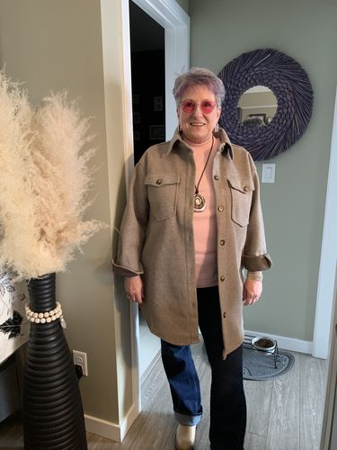 Customer photo review of C'est Moi Short Shacket (Mocha)