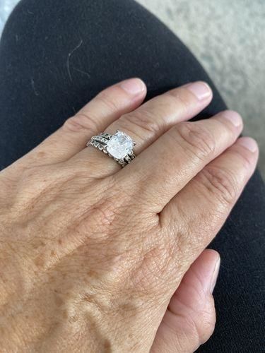 Customer photo review of S925 3.0Ct Cushion Cut Engagement Ring In Sterling Silver