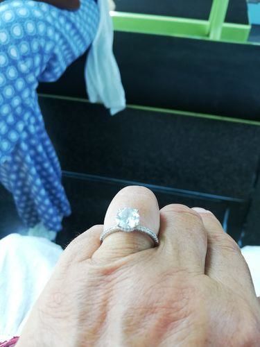 Customer photo review of S925 2.0 Ct Round Cut Engagement Ring Hidden Halo Everyday Wearable Ring In Sterling Silver