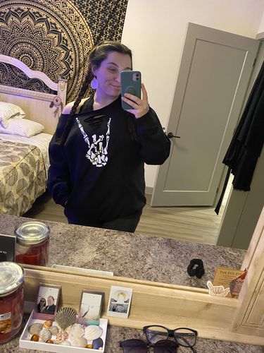 Customer photo review of 153 - Regret Wide Neck Sweatshirt