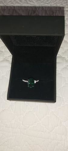 Customer photo review of Louily Classic Oval Cut Emerald Green Simulated Diamond Engagement Ring In Sterling Silver
