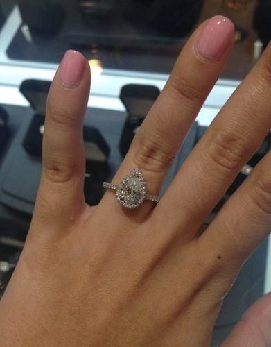 Customer photo review of S925 Halo 2.2Carat Pear Cut Engagement Ring In Sterling Silver Everyday Wearable Ring