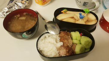 Customer photo review of Sakura Rabbit Oval Bento Box 830ml | Red