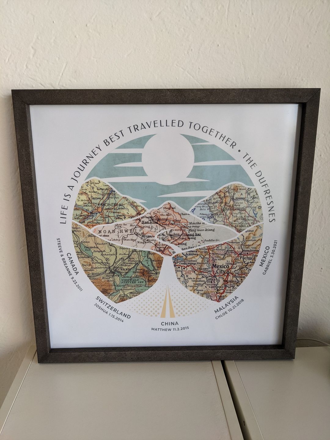 Customer photo review of Personalized Wanderlust Roadtrip Map Print