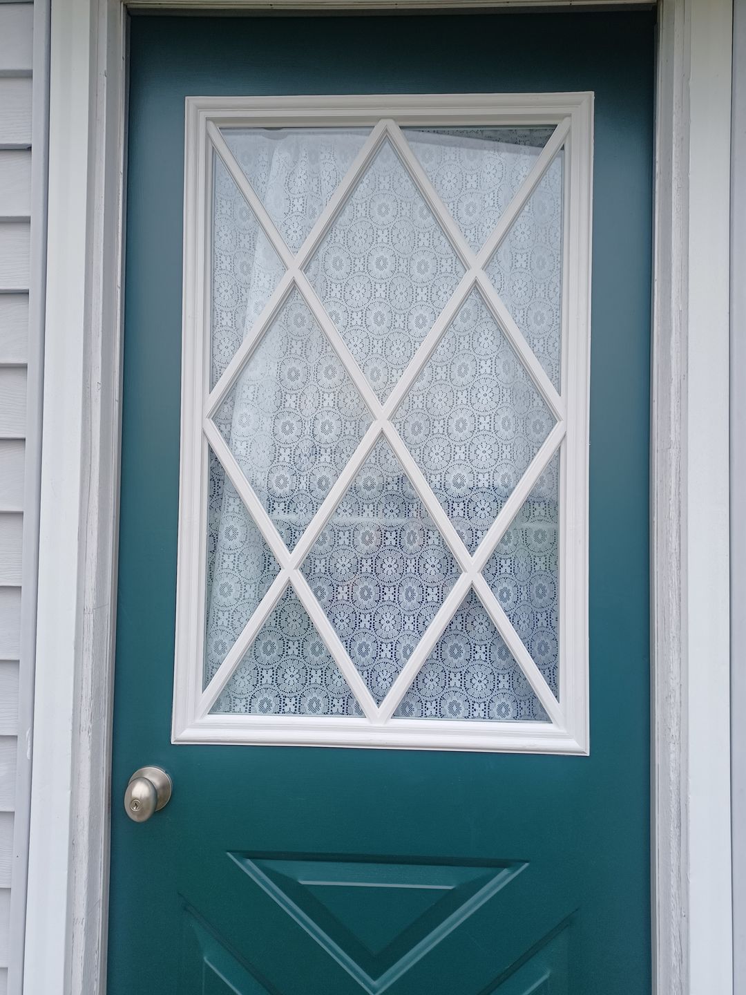 Customer photo review of Clear Diamond Grid Glass and Frame Kit (Half Lite 22" x 36" Glass Size)