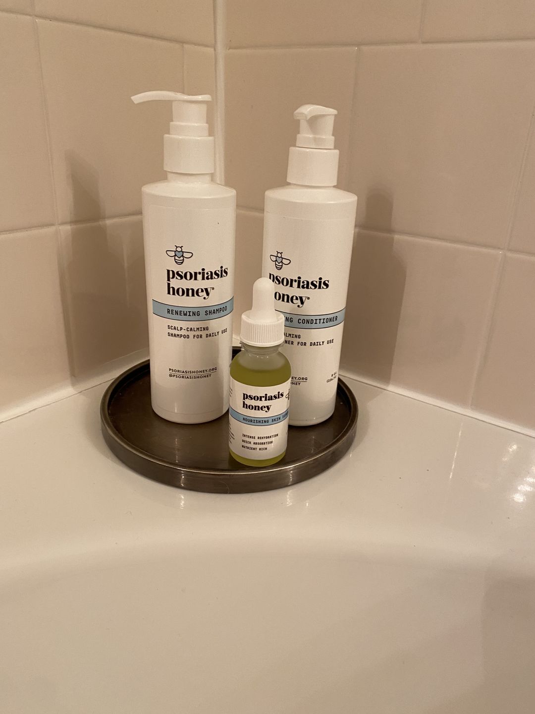 Customer photo review of Psoriasis Honey Scalp Nourishing Kit