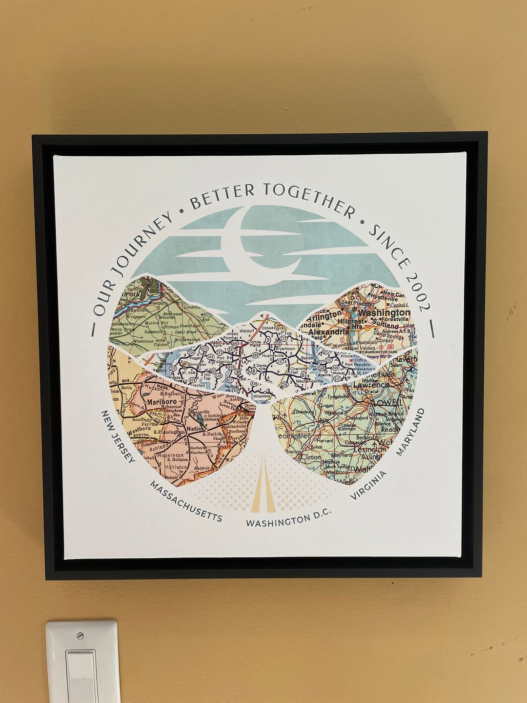 Customer photo review of Personalized Wanderlust Roadtrip Map Print