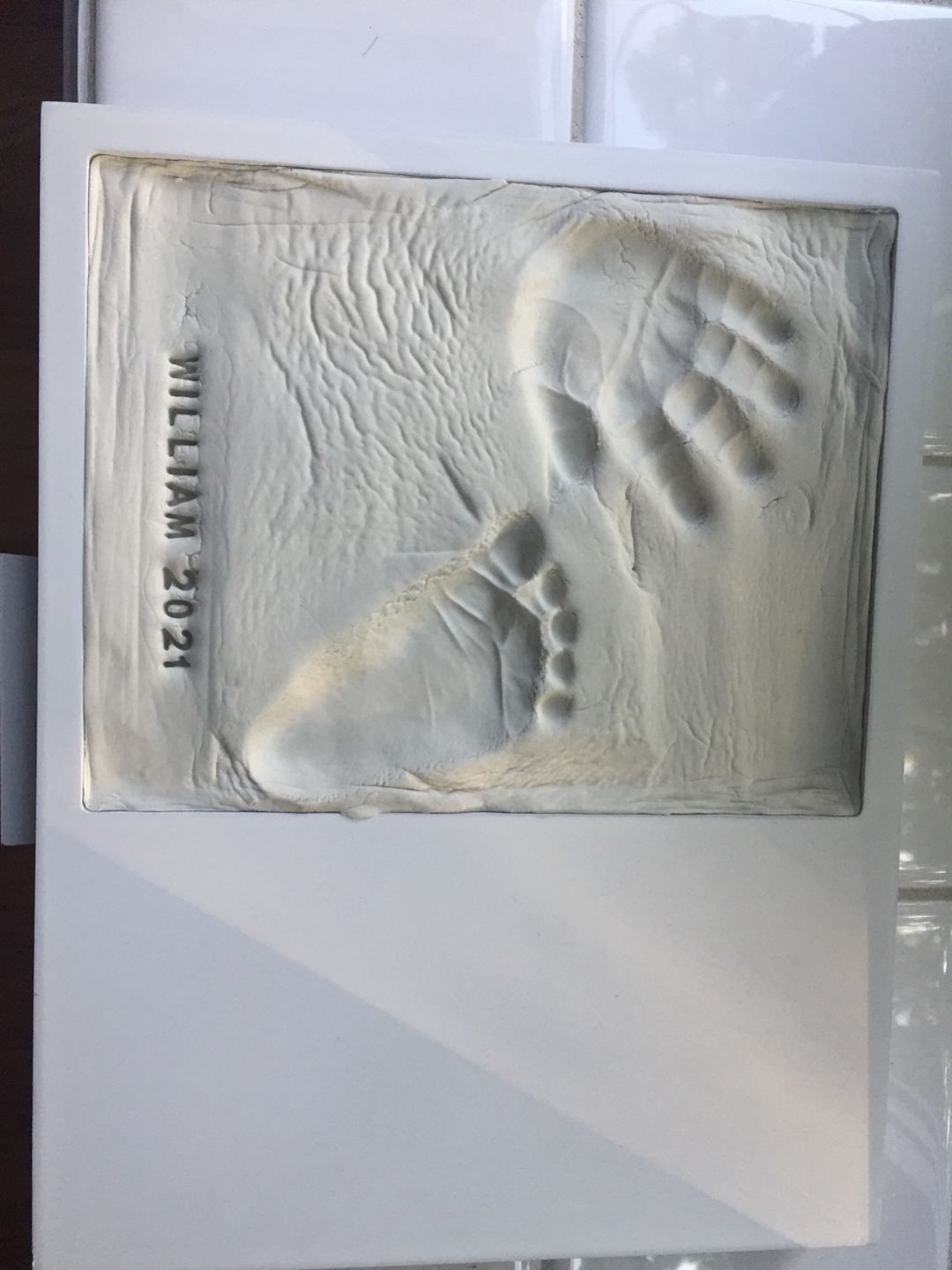 Customer photo review of Baby Handprint & Footprint Keepsake Solo Frame