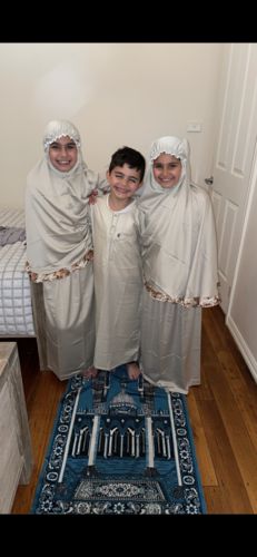 Customer photo review of Girls 2pc Elegant Prayer Clothes - Grey Sage