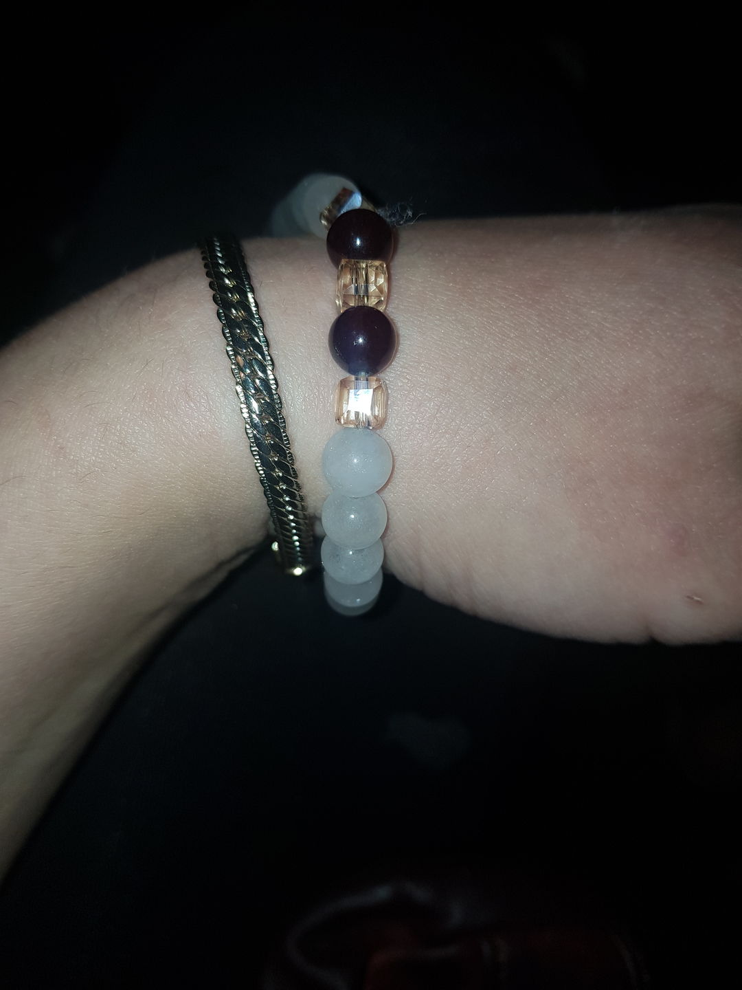 Customer photo review of Natural White Chalcedony Positivity Bracelet