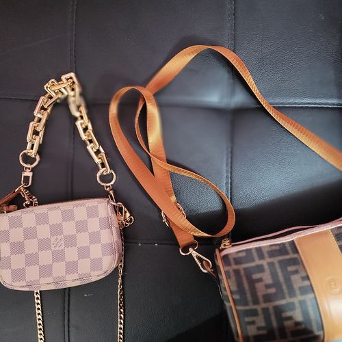 Customer photo review of NEW Nylon Slim Crossbody Strap with Gold Hardware