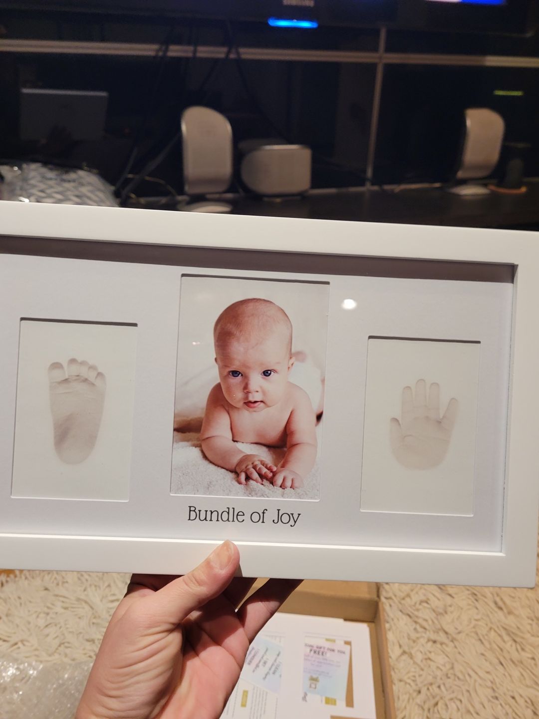 Customer photo review of Baby Handprint & Footprint Keepsake Duo Frame
