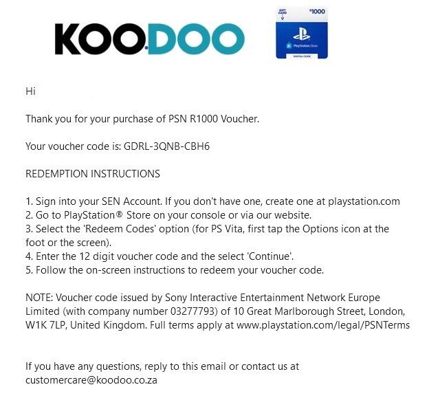 Customer photo review of PSN R1000 Voucher. Digital code will be emailed