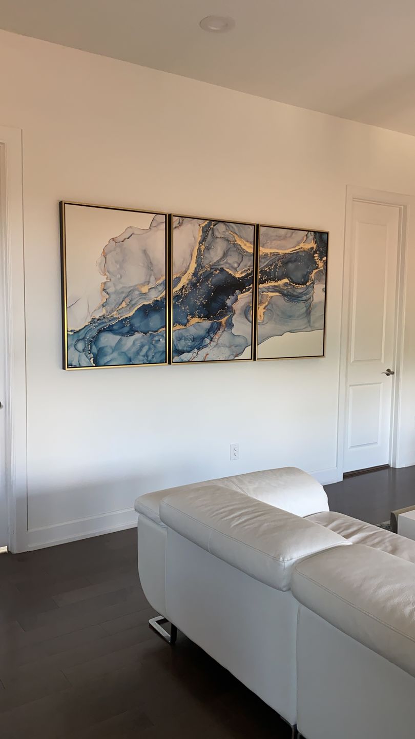 Customer photo review of Blue Large Abstract Canvas Wall Art Print Abstract Art Fluid Effect Marble Wall Art