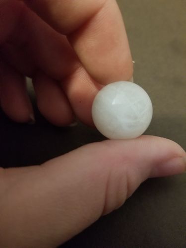 Customer photo review of Mini White Moonstone Sphere