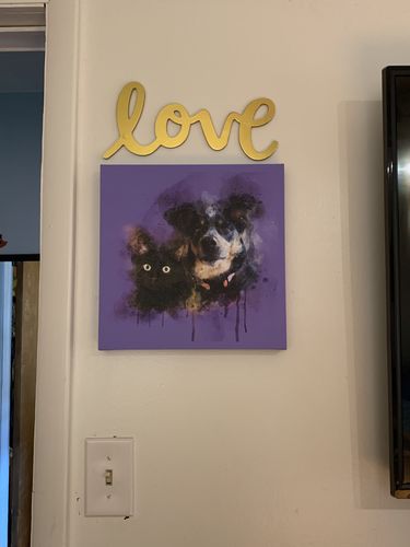 Customer photo review of Watercolor Pet Print Canvas