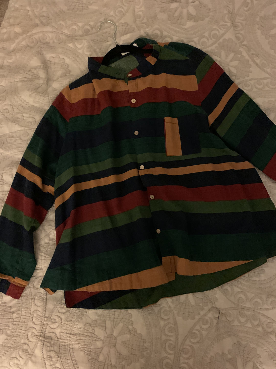 Customer photo review of Plus Size - Vintage Striped Long Sleeve 100%Cotton Shirt