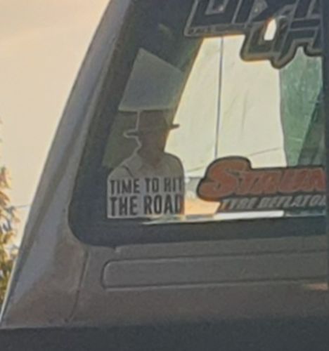 Customer photo review of TIME TO HIT THE ROAD STICKER
