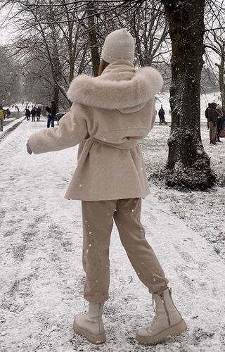 Customer photo review of Creme virgin wool coat - Mango