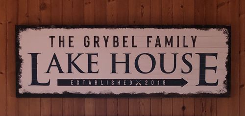 Customer photo review of Family Lake House Arrow Sign
