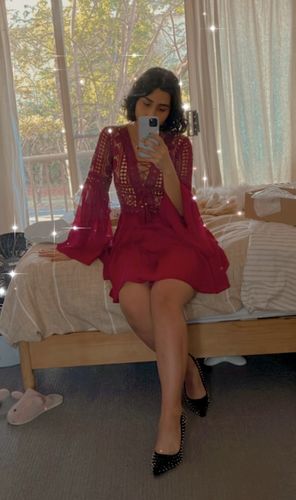 Customer photo review of Alyse Lace Dress - Red