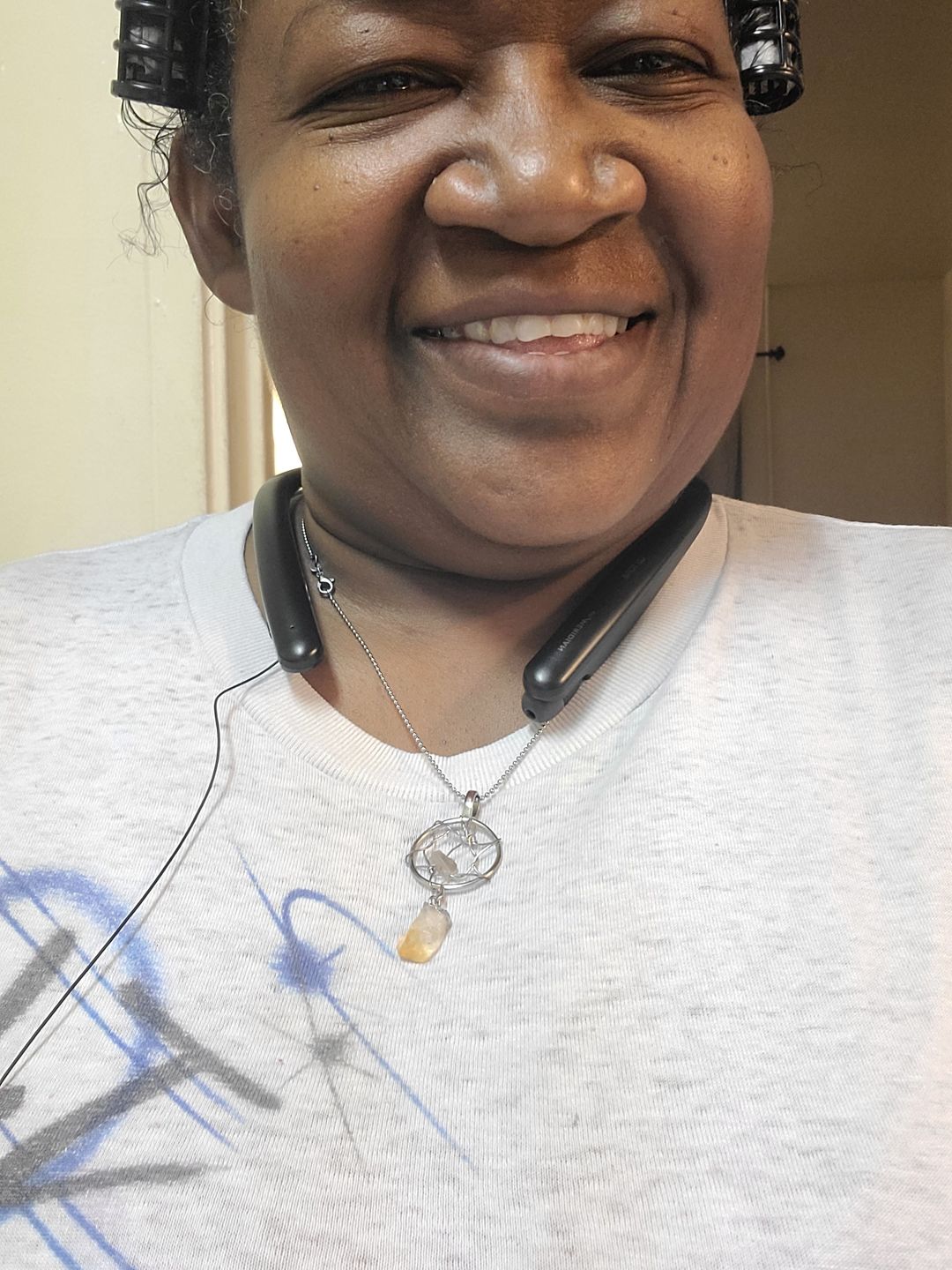 Customer photo review of Raw Citrine Crystal Dream Catcher Necklace