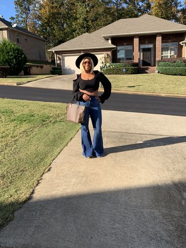 Customer photo review of Mya Cut Out Shoulder Top (Black)