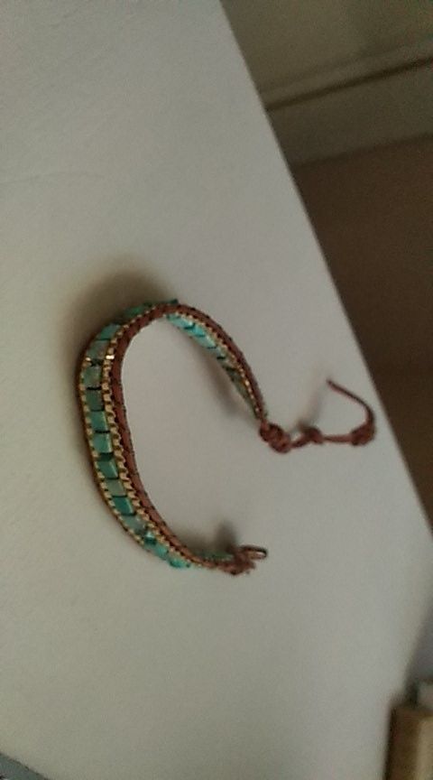 Customer photo review of Healing Turquoise Stone Gold Chain Wrap Bracelet
