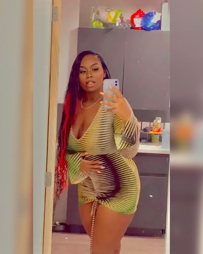 Customer photo review of See through V neck flared sleeve multicolor dress