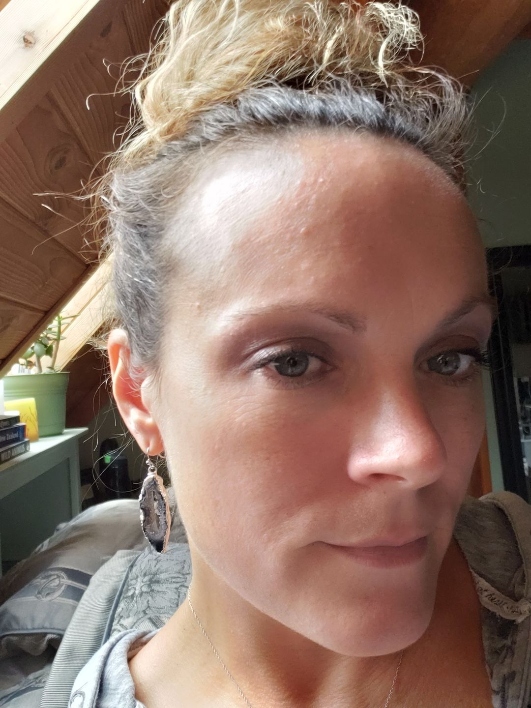 Customer photo review of Natural Agate Dangle Earrings