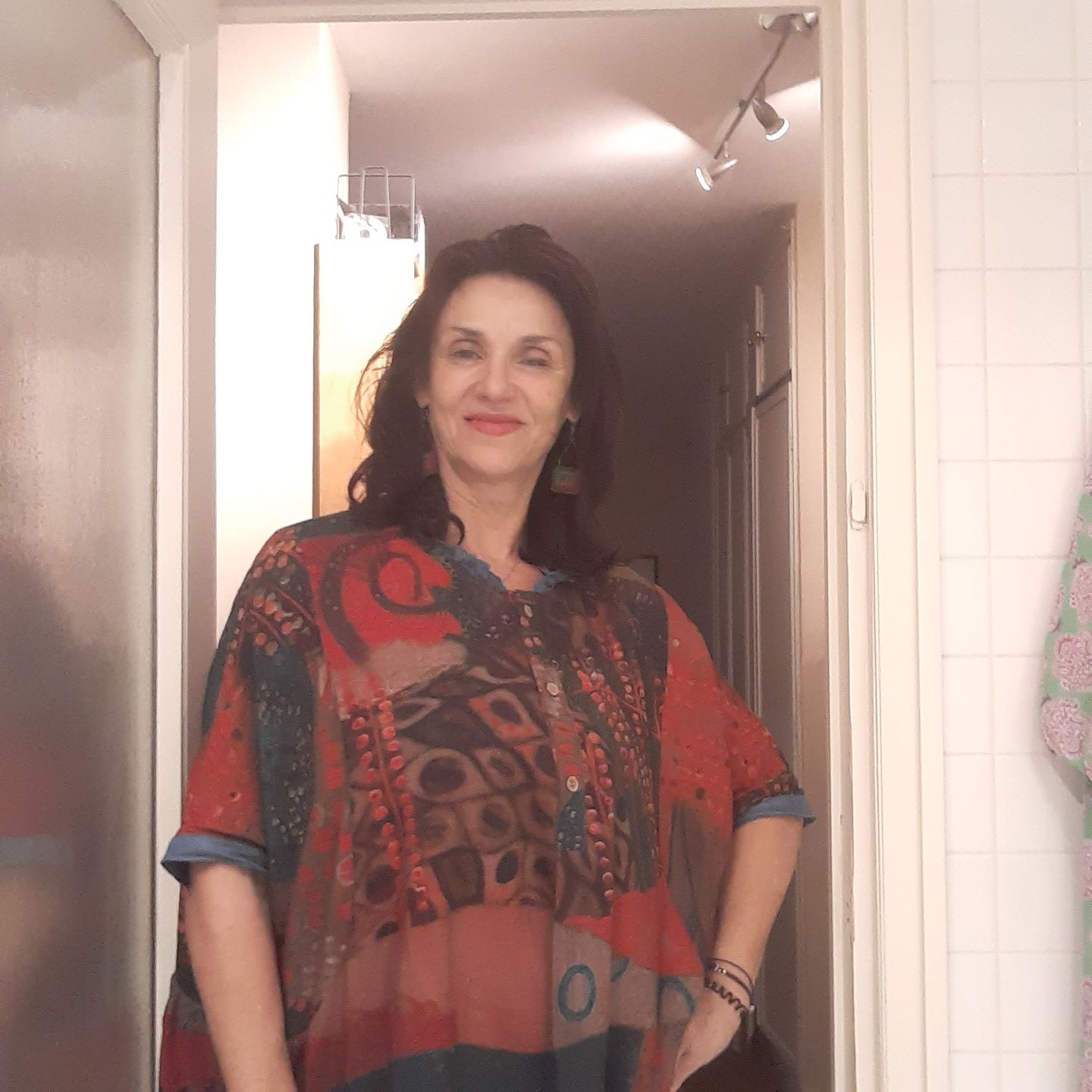 Customer photo review of PLUS Size - Vintage Women Mid-Length Floral Shirt Dress