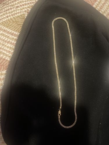 Customer photo review of 14K Moon Iced Chain (16”) by GD